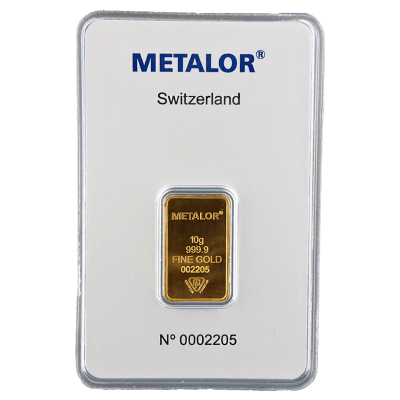 Metalor 10 Gram Gold Bar 10g Gold Bar Ukbullion