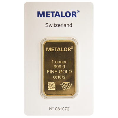 Metalor 1 Ounce Gold Bar 1oz Uk Bullion Front