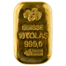 10 Tola Cast Gold Bar | PAMP Suisse 