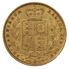 1838-1887 Gold Full Sovereign (Victoria, Young Head Shield Back)