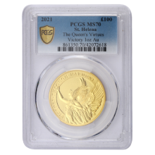 2021 1oz St Helena The Queen's Virtues Victory Gold Coin