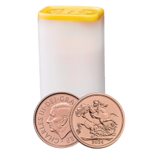 25x 2024 Gold Full Sovereigns in Tube | The Royal Mint 