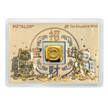1oz Gold  Cast Bar In Fortune Cat Case | Metalor Singapore