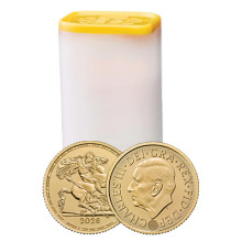 25x 2026 Gold Full Sovereign Coins in Tube | The Royal Mint 