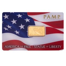 5g Statue of Liberty Gold Bar I PAMP Suisse