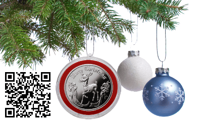 Festive Silver Round showing Rudolph the Red-nosed Reindeer